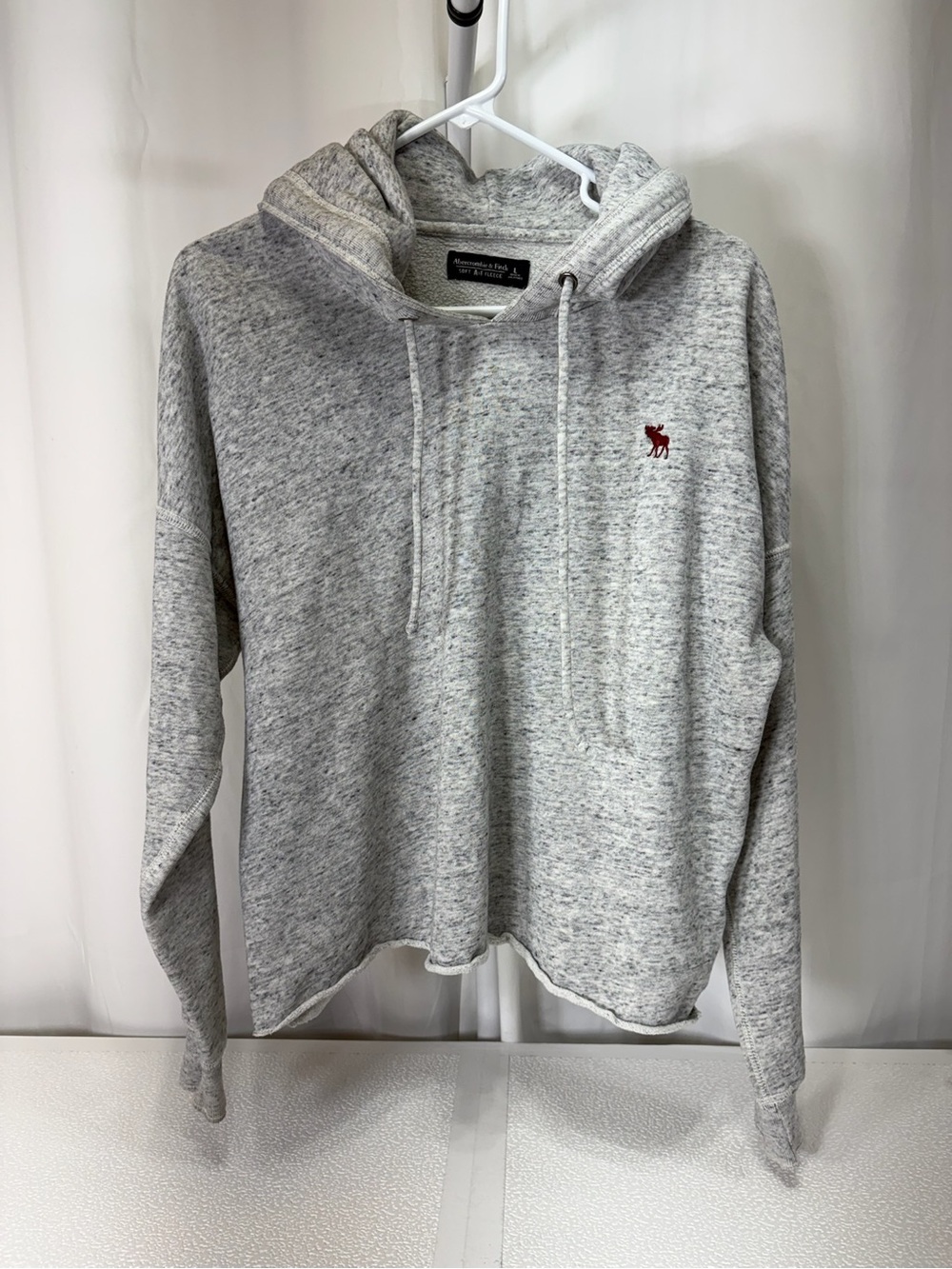 Abercrombie & Fitch Heather Gray Crewneck Hoodie with Red Moose 4334